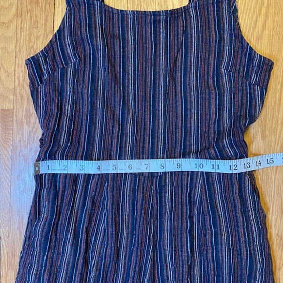 Moon River Womens XS Wide Leg Navy Blue Striped Cotton Backless Jumpsuit Romper - Picture 9 of 11